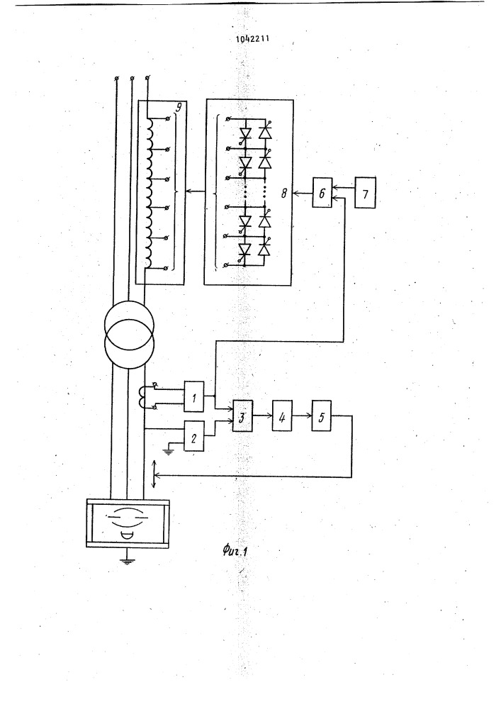 Регулятор мощности дуговой многофазной электропечи (патент 1042211)