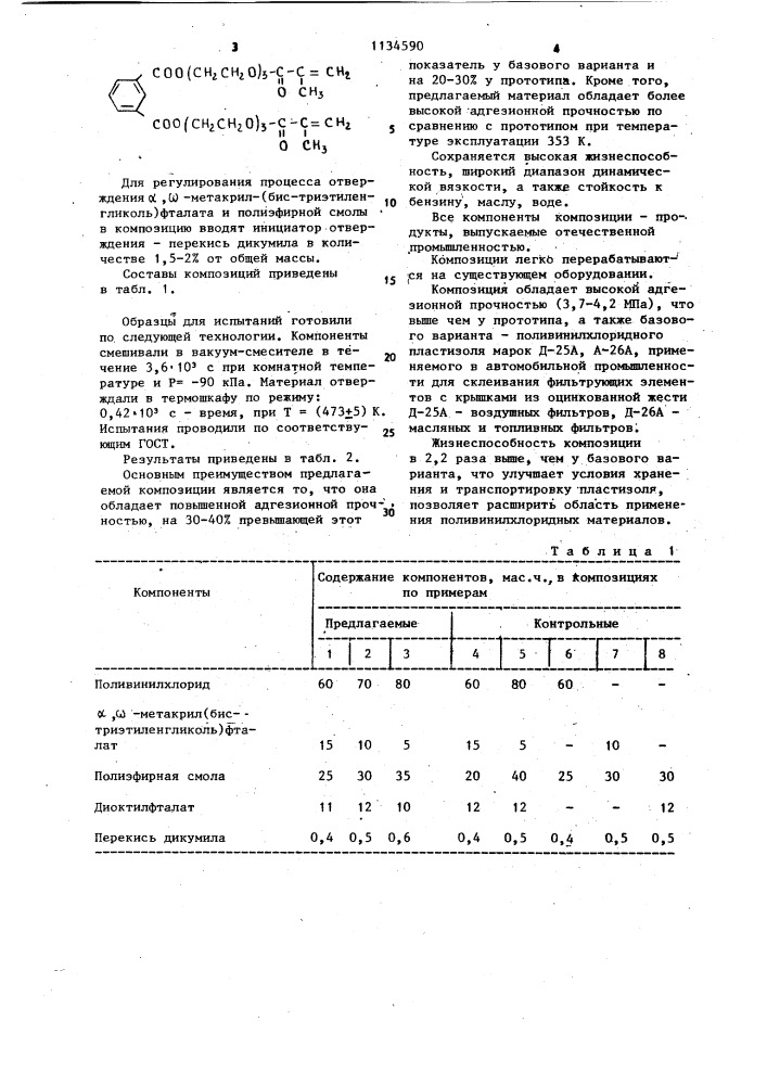Адгезионная композиция (патент 1134590)