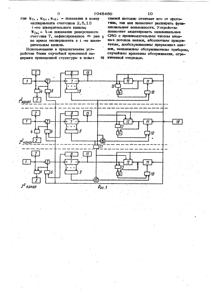 Устройство для моделирования систем массового обслуживания (патент 1048480)