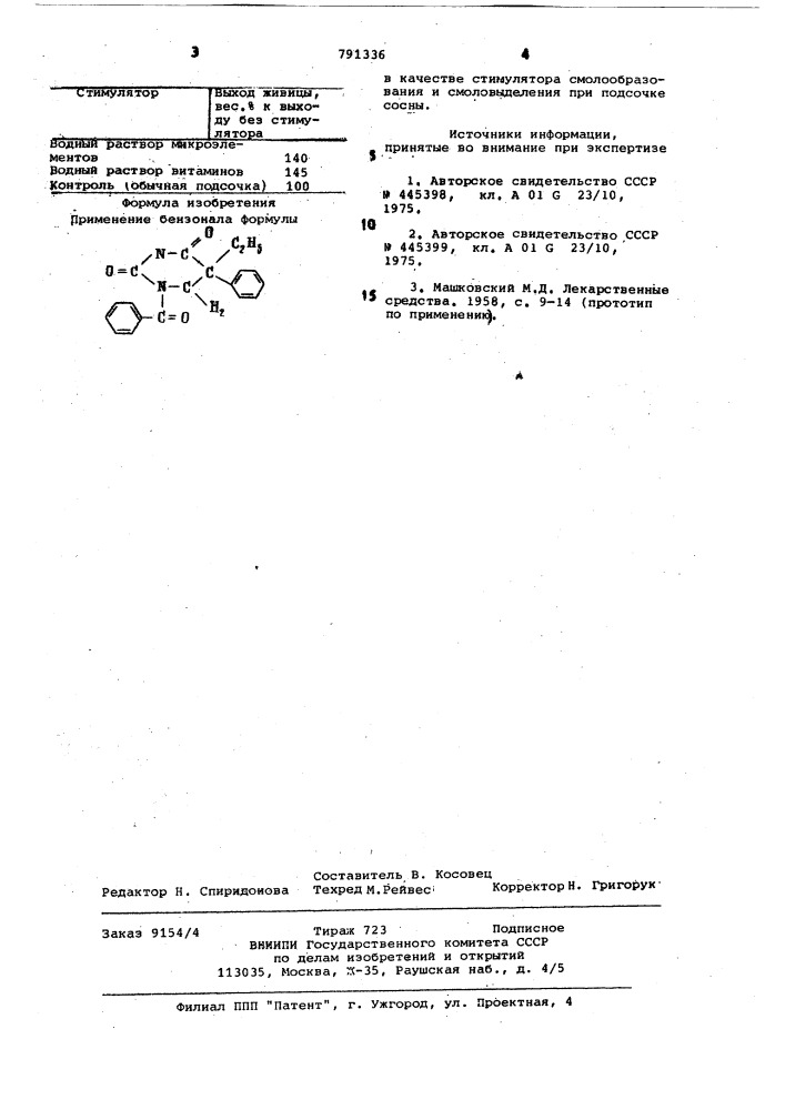 Стимулятор смолообразования и смоловыделения при подсочке сосны (патент 791336)