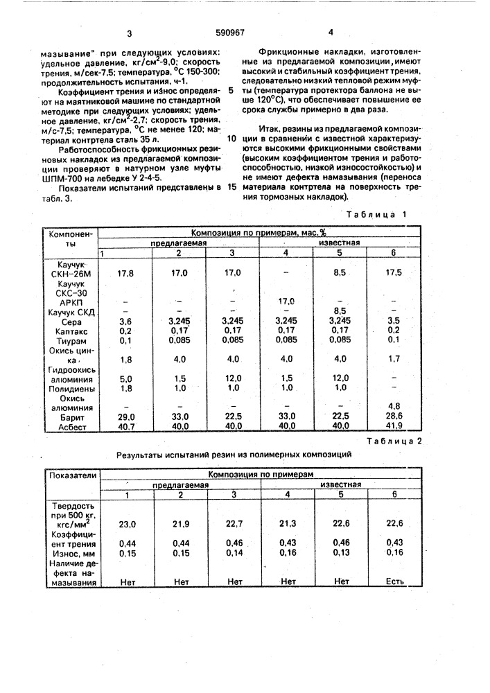 Полимерная композиция фрикционного назначения (патент 590967)