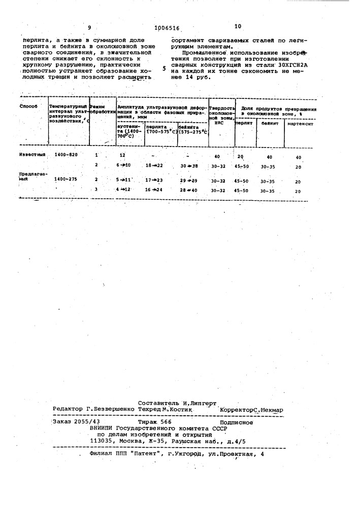 Способ обработки сварных соединений конструкционных сталей (патент 1006516)