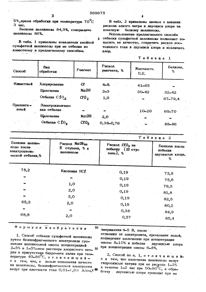 Способ отбелки сульфатной целлюлозы (патент 569675)