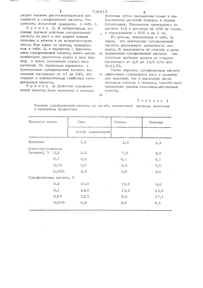 Стимулятор роста растений (патент 728815)