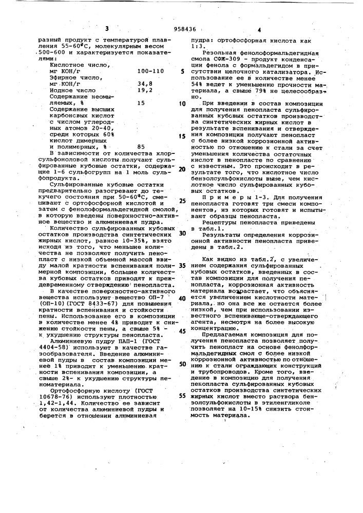 Композиция для получения пенопласта (патент 958436)