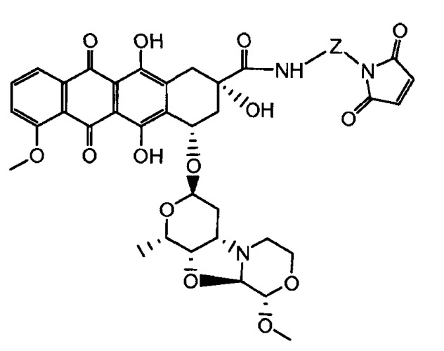 Конъюгаты производного антрациклина, способы их получения и их применение в качестве противоопухолевых соединений (патент 2523419)