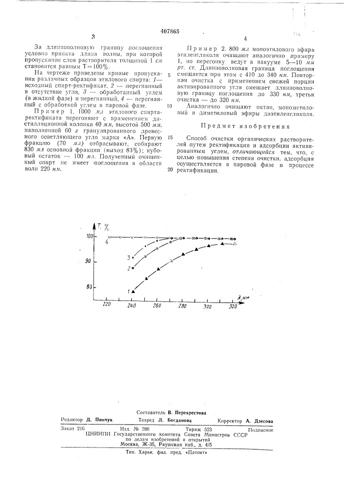 Способ очистки органических растворителей (патент 407865)