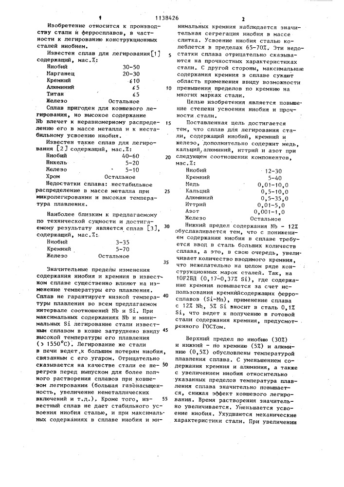 Сплав для микролегирования стали (патент 1138426)