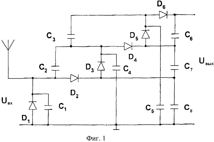 Преобразователь энергии электромагнитной волны свч-диапазона в постоянное напряжение (патент 2443050)