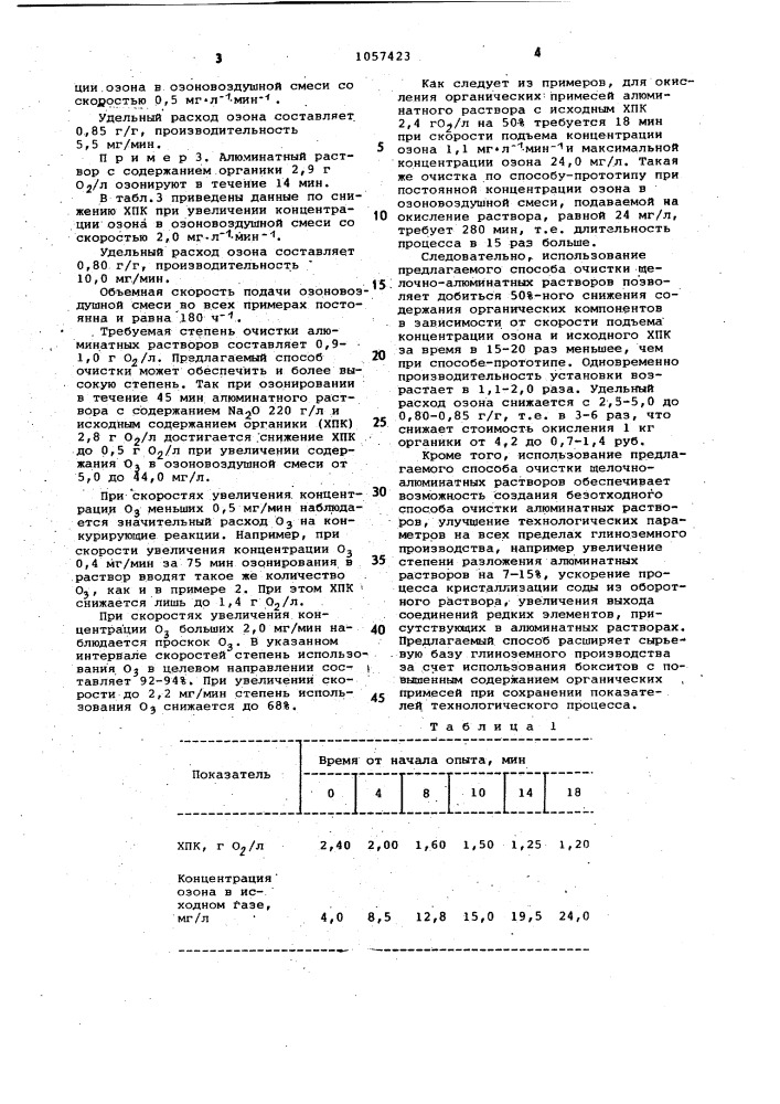 Способ очистки алюминатных растворов с высоким начальным содержанием органических примесей (патент 1057423)