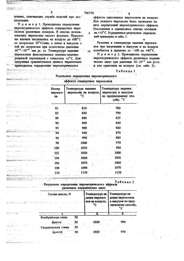 Способ определения пирометрического эффекта керамики (патент 706758)