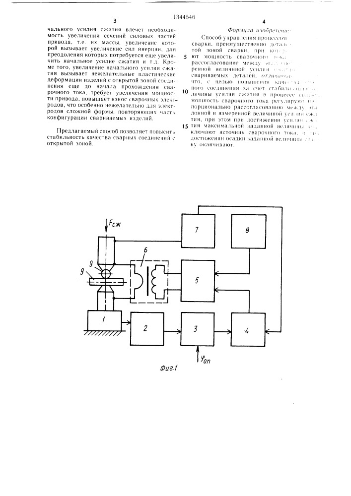 Способ управления процессом контактной сварки (патент 1344546)