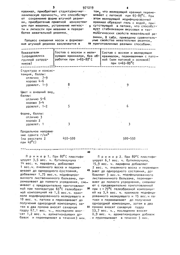 Способ получения жевательной резинки (патент 971219)