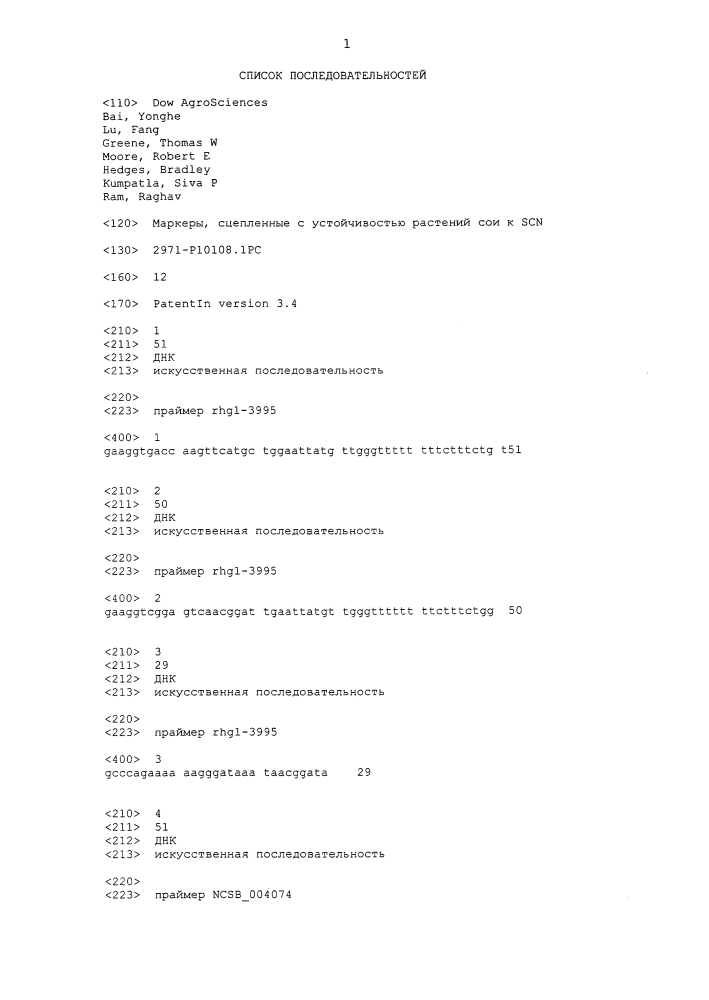 Маркеры, сцепленные с устойчивостью растений сои к scn (патент 2620973)