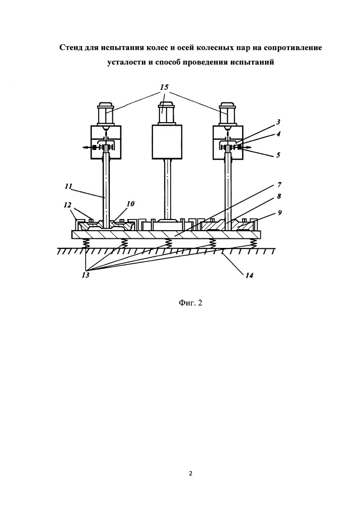 Стенд для испытания колес и осей колесных пар на сопротивление усталости и способ проведения испытаний (патент 2651629)