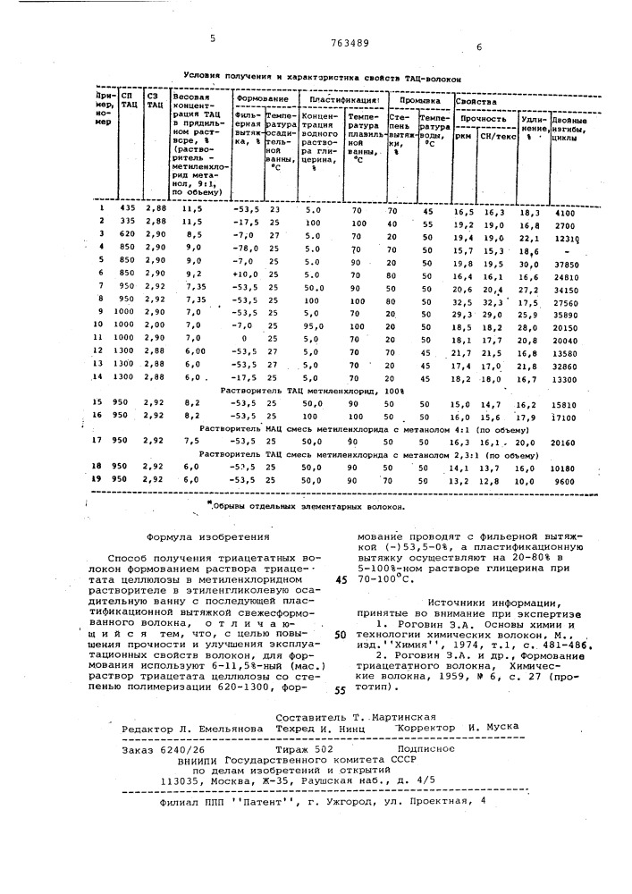 Способ получения триацетатных волокон (патент 763489)