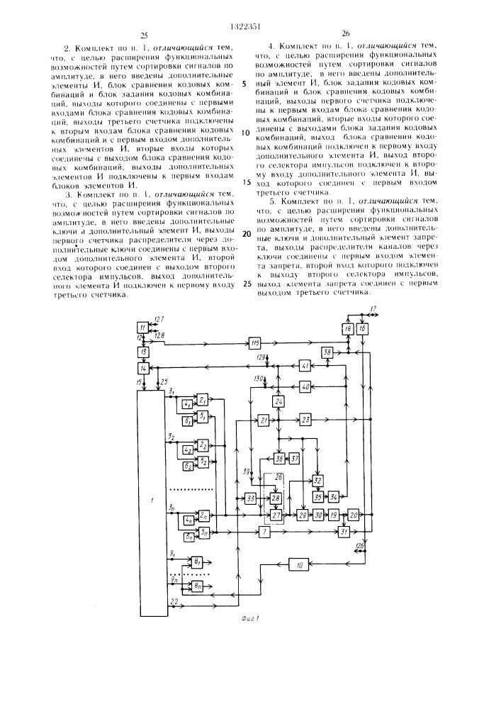 Диспетчерский комплект системы многоканальной телеметрии (патент 1322351)