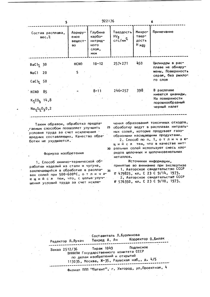 Способ химико-термической обработки изделий из стали и чугуна (патент 922176)