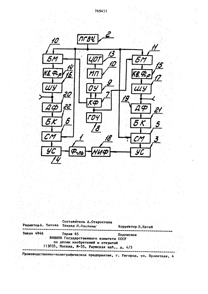 Высокочастотная мера угла сдвига фаз (патент 769451)