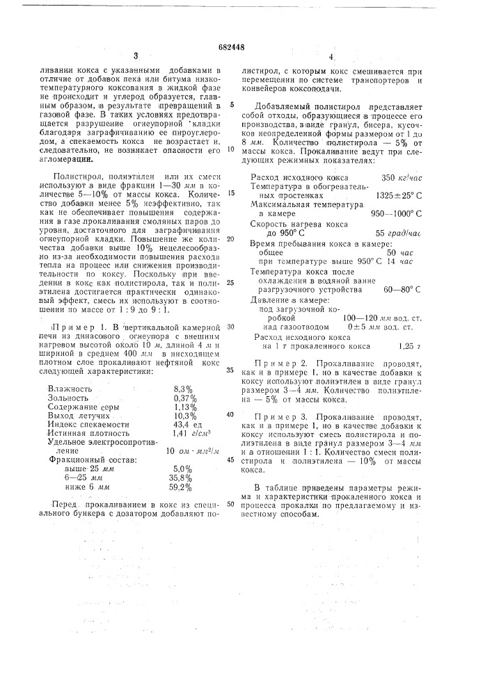 Способ прокаливания нефтяного кокса (патент 682448)