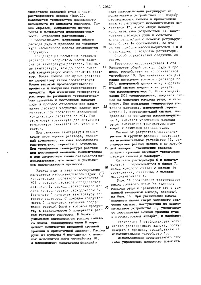 Способ управления процессом растворения солевых руд (патент 1312082)