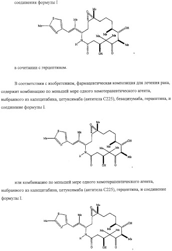 Композиция аналога эпотилона в сочетании с химиотерапевтическими агентами для лечения рака (патент 2321400)