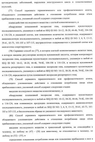 Способ получения фактора, связанного с контролем над потреблением пищи и/или массой тела, полипептид, обладающий активностью подавления потребления пищи и/или прибавления в весе, молекула нуклеиновой кислоты, кодирующая полипептид, способы и применение полипептида (патент 2418002)