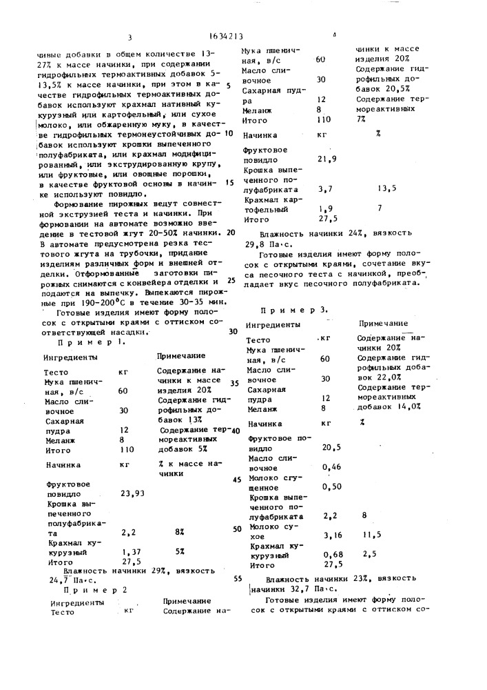 Способ производства песочных пирожных с фруктовой начинкой (патент 1634213)