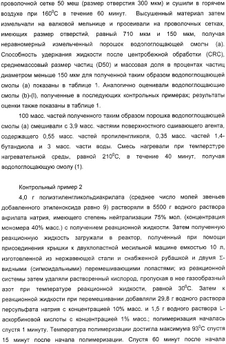 Водопоглощающий агент в виде частиц, содержащий в качестве основного компонента водопоглощающую смолу (варианты), поглощающее изделие на его основе и варианты способа получения водопоглощающего агента (патент 2338763)