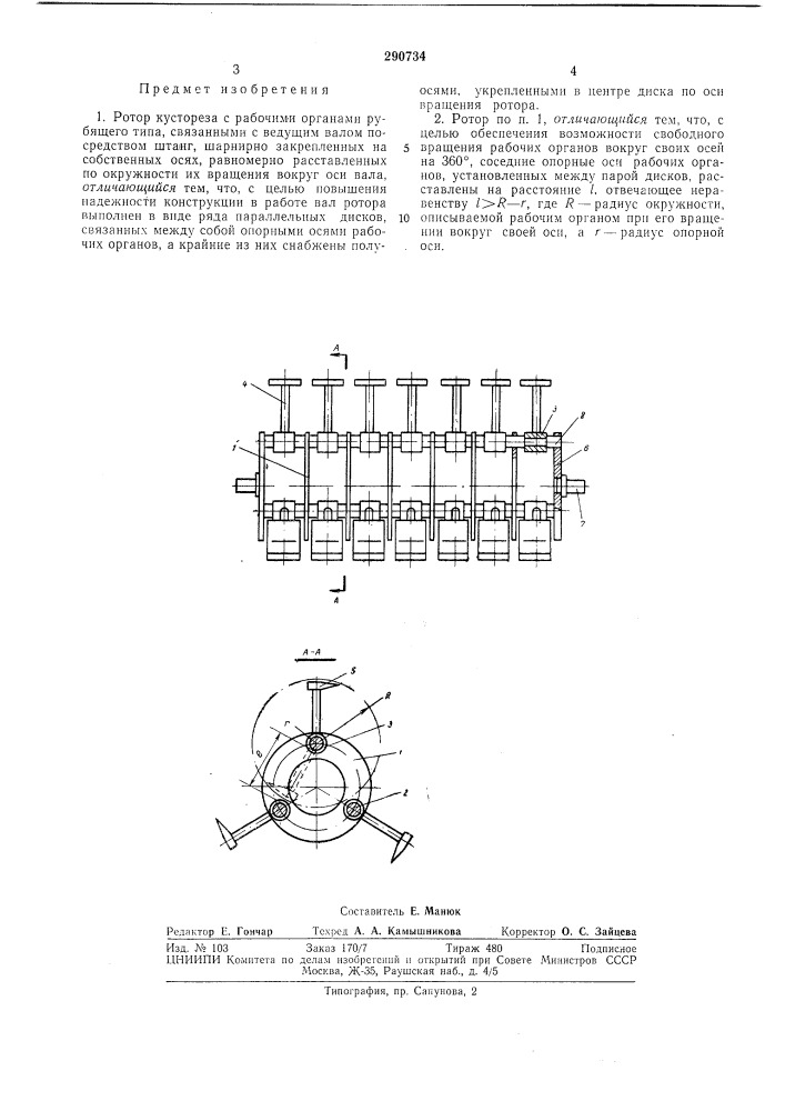Ротор кустореза (патент 290734)