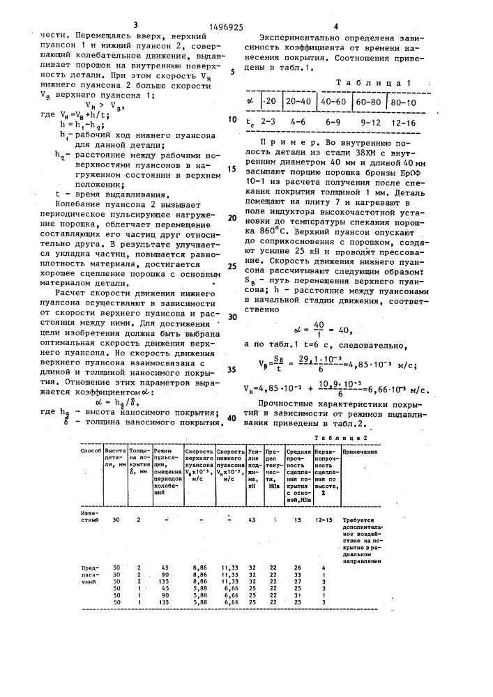 Способ нанесения покрытий на внутренние поверхности деталей (патент 1496925)