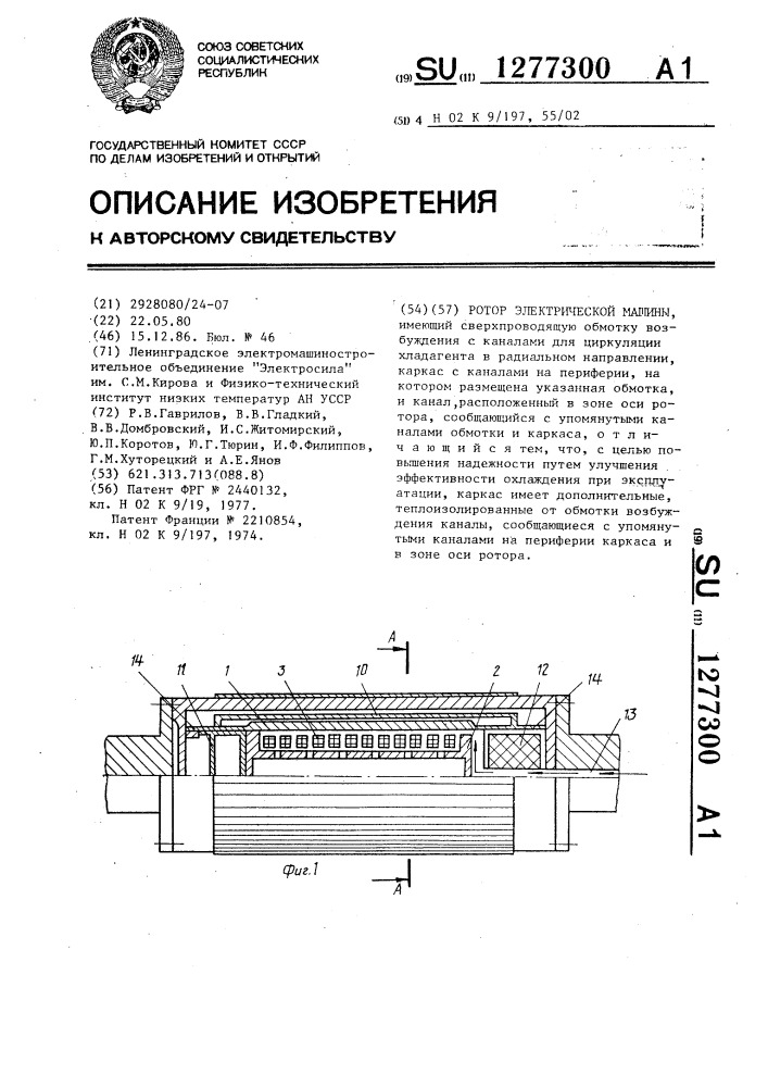 Ротор электрической машины (патент 1277300)