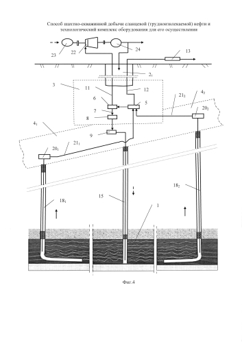 Способ шахтно-скважинной добычи сланцевой нефти и технологический комплекс оборудования для его осуществления (патент 2574434)
