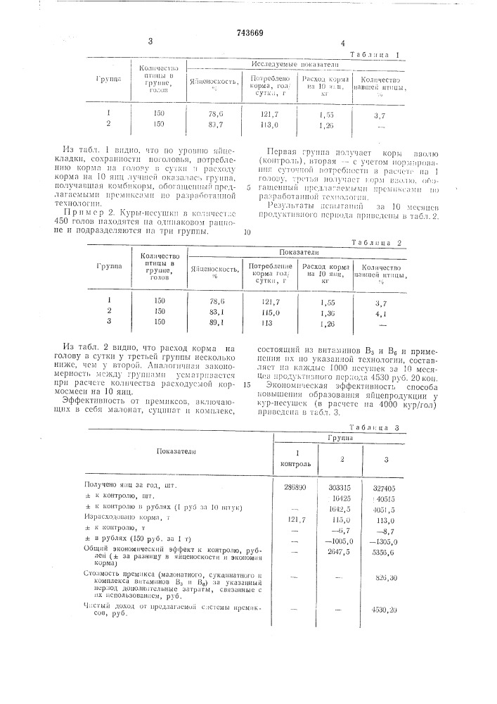 Способ стимуляции яйцепродукции у кур-несушек (патент 743669)