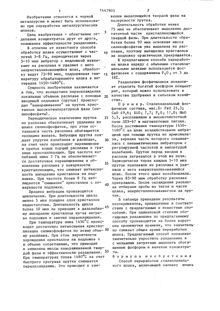 Способ переработки сталеплавильного шлака (патент 1447903)