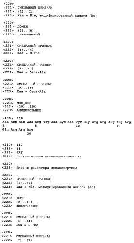 Лиганды рецепторов меланокортинов (патент 2401841)