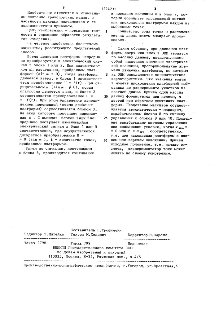 Способ определения кинематических параметров шахтных машин (патент 1224235)