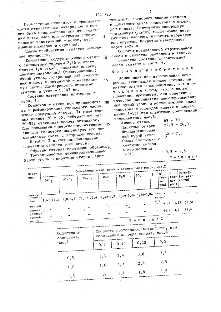 Композиция для изготовления покрытия (патент 1421723)