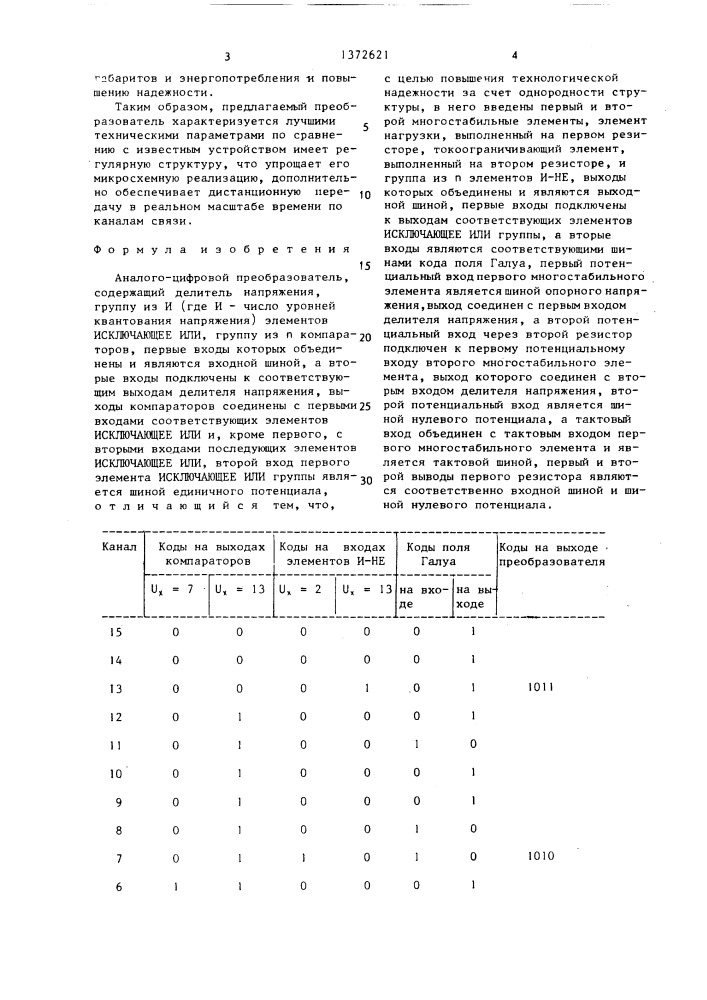 Аналого-цифровой преобразователь (патент 1372621)