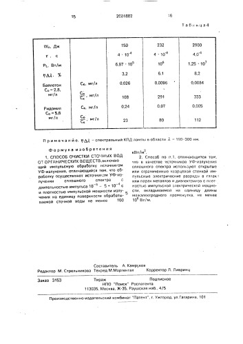 Способ очистки сточных вод от органических веществ (патент 2001882)