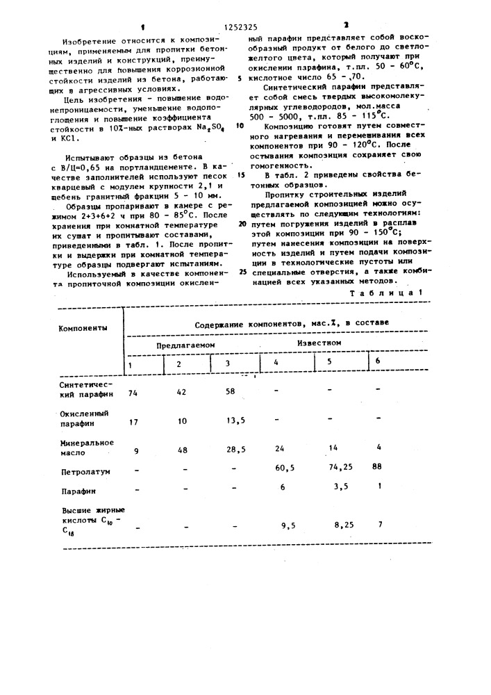 Композиция для пропитки бетона (патент 1252325)