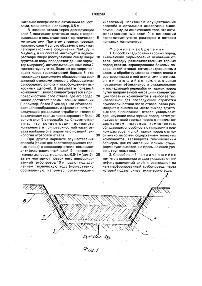 Способ складирования горных пород (патент 1788249)