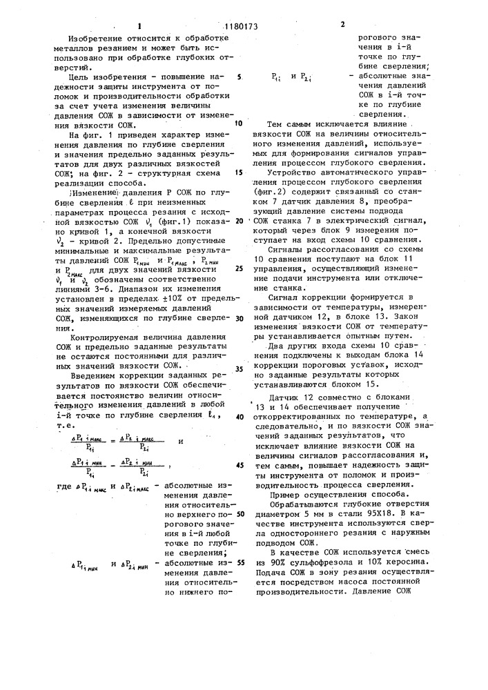 Способ управления процессом глубокого сверления (патент 1180173)