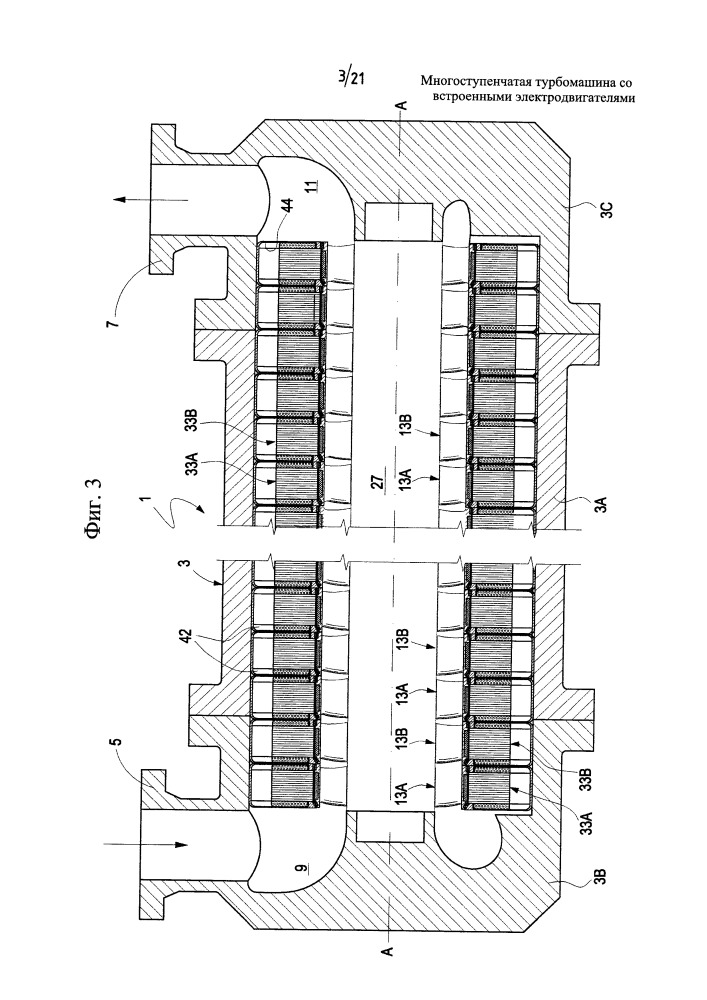 Многоступенчатая турбомашина со встроенными электродвигателями (патент 2667532)