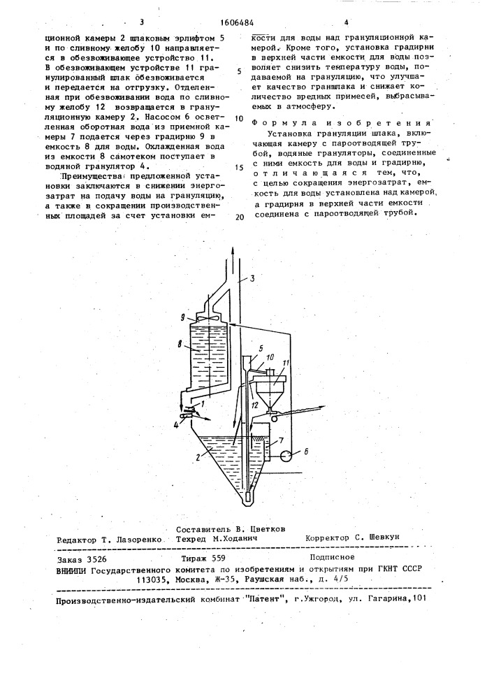 Схема грануляции шлака