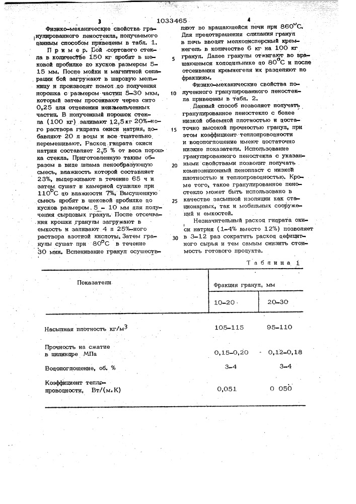 Способ изготовления гранулированного пеностекла (патент 1033465)