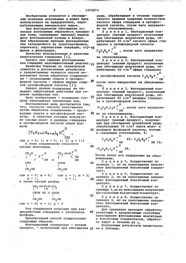 Способ пеногашения (патент 1072873)