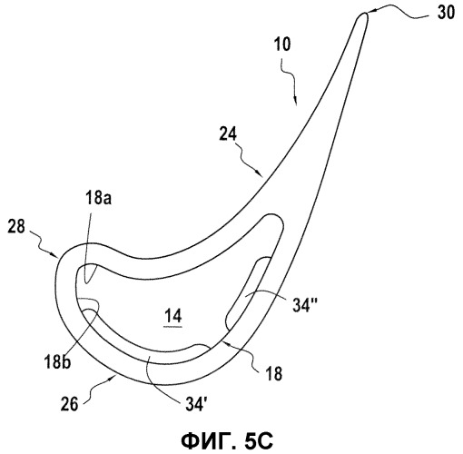 Полая лопатка для ротора турбины, при этом лопатка включает в себя ребро (патент 2503820)