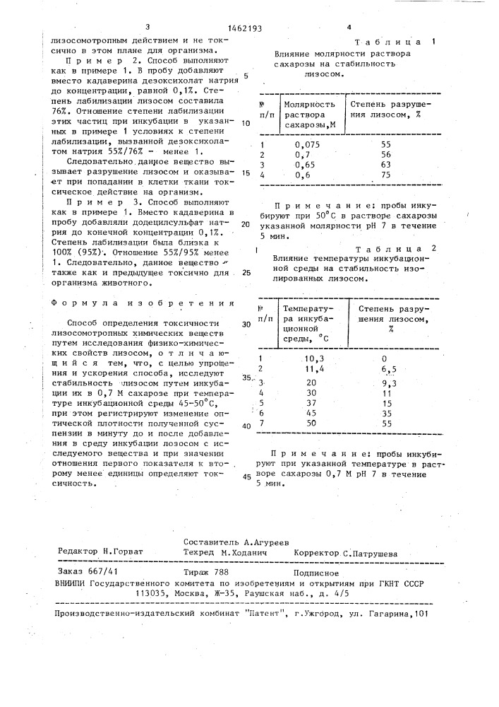 Способ определения токсичности лизосомотропных химических веществ (патент 1462193)