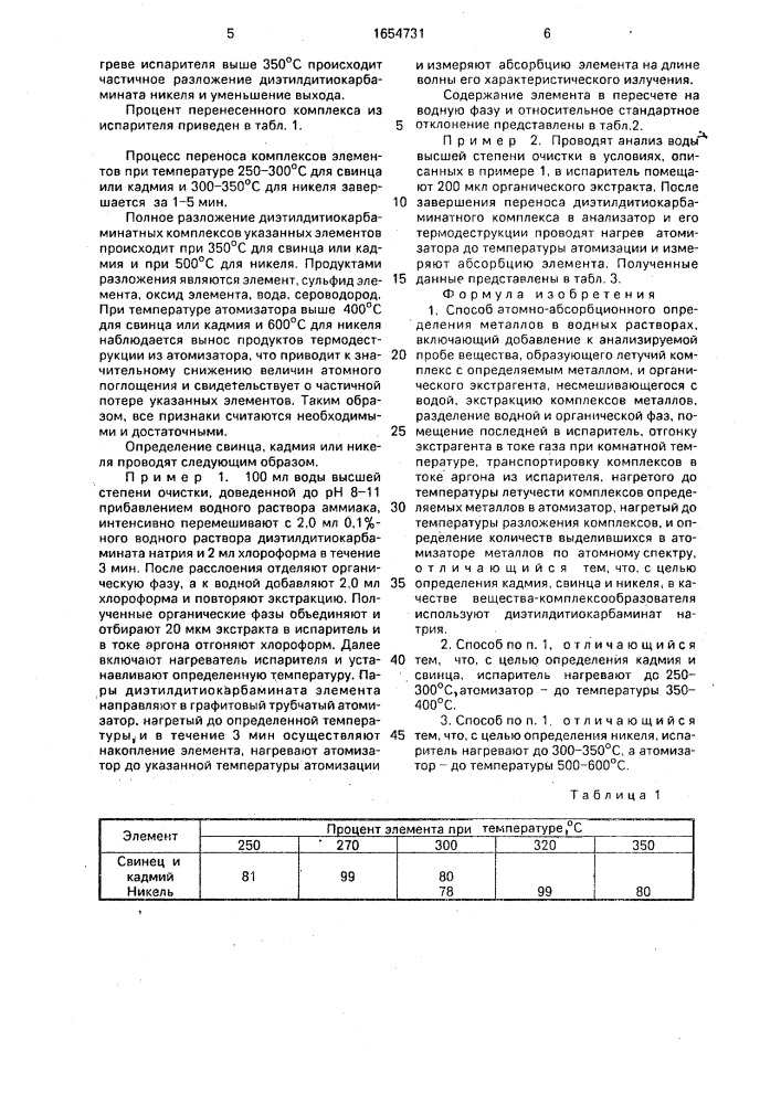 Способ атомно-абсорбционного определения металлов (патент 1654731)